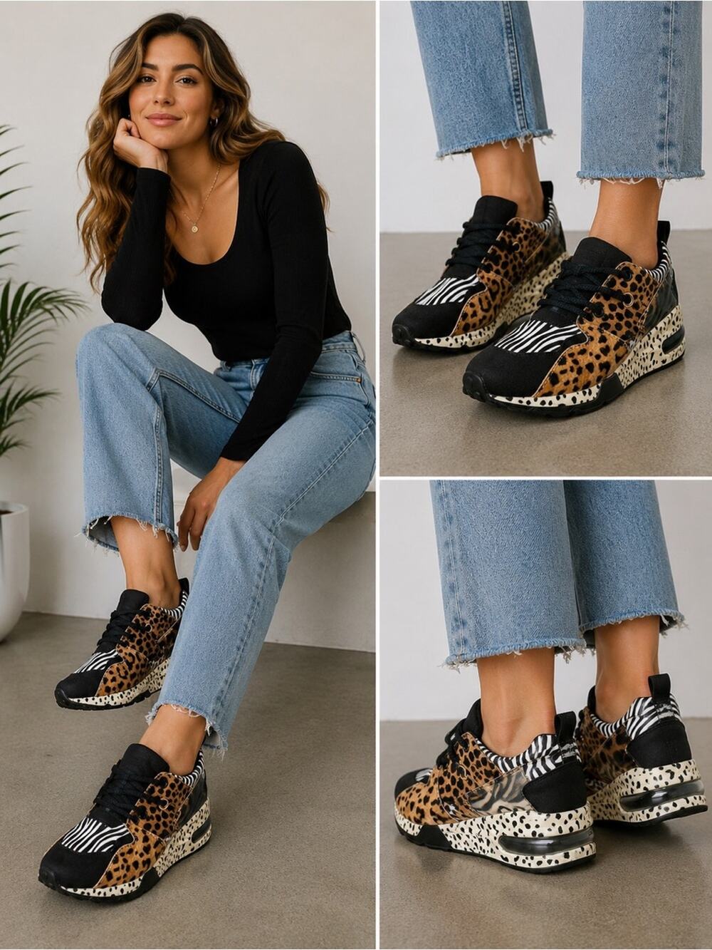 Steve Madden Animal Print Sneakers Women’s Size 8 Zebra Leopard NWOT